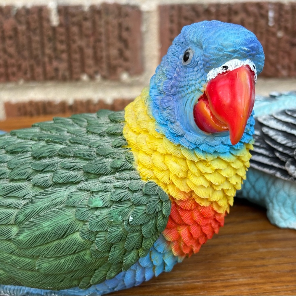 Birds Parrot Parakeet Realistic Colorful Animal Figurines Set of 2 - Picture 3 of 7